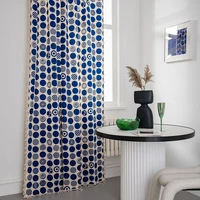 boho geometric dots cotton curtain panels with tassels rod pockets room darkening window drapes for living dining bedroom tj6550
