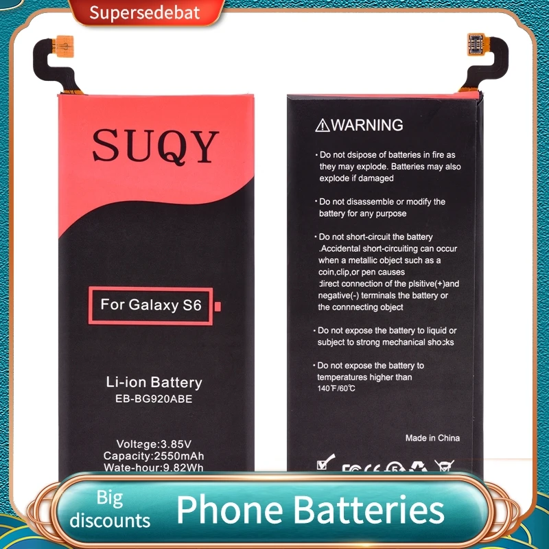 

Для Samsung Galaxy S6 G9200 G9208 G9209 G920F Bateria 2550mAh EB-BG920ABE Сменный аккумулятор для Samsung S6 G920 G920V/T/F/A/I