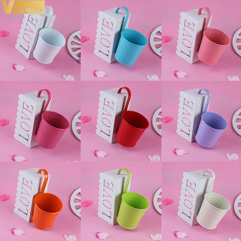 

10pcs Iron Hanging Flower Pots Balcony Garden Plant Patio Planter Wall Hanging Metal Bucket Flowers Holders Home Decor