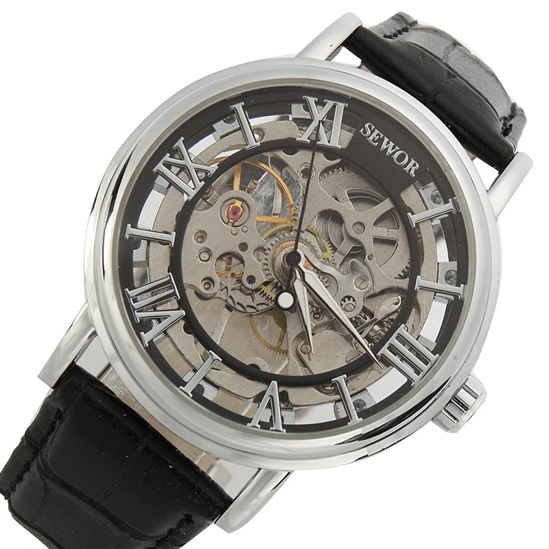 Часы скелетоны Мужские механические с кожаным ремешком 3 цвета|watch box for men|watch