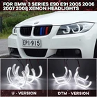 Светодиодный Ангел глаз комплект DTM Стиль Белый DRL Стиль с украшением в виде кристаллов ангельские глазки для BMW 3 серии E90 E91 2005 2006 2007 2008 ксеноновые фары