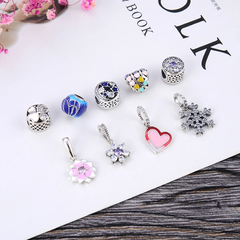 100% Стерлинговое Серебро перфорированные браслет из глазурованного бисера для