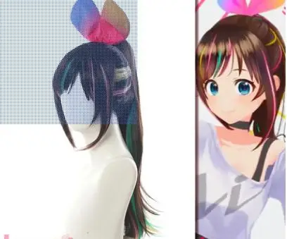 only wig You tuber Kizuna AI 1-й красивый костюм для косплея милое концертное платье униформа костюмы для Хэллоуина аниме одежда для женщин COS - Цвет: only wig