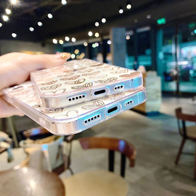 

For iPhone 11 12 Pro Max Cases Luxury Plating Love Heart Phone Case For iPhone XR XS Max 7 8 Plus X Back Cover