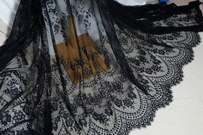 black 3M 150 см Широкий ресниц кружевной ткани вышитые DIY одежды свадебное платье Таблица аксессуары с национальными флагами - Цвет: black 3M