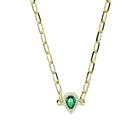 Ожерелье женское с подвеской в виде капли воды, зеленого и синего цвета