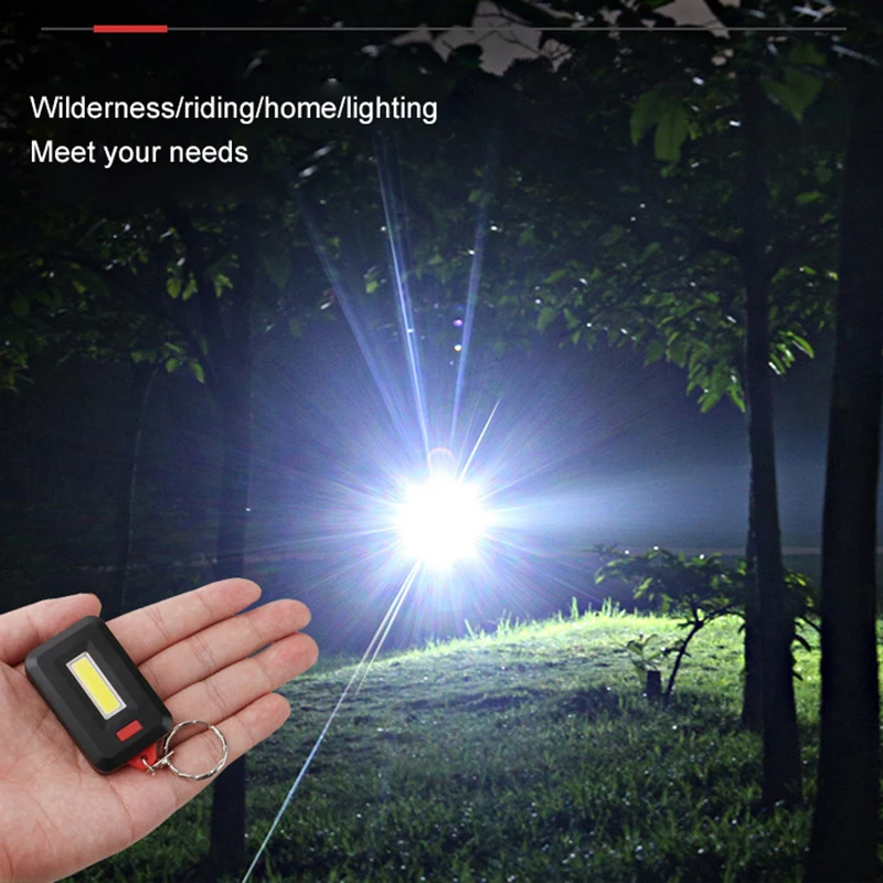 

Portable Mini Cob Led Keychain Flashlight Key Chain Keyring Torch Light Lamp With Carabiner For Camping Hiking Fishing Keylight
