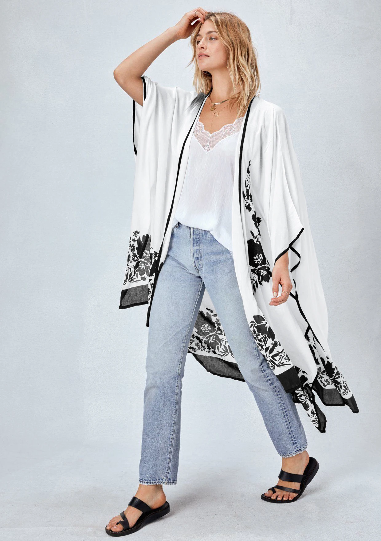 Летнее шифоновое платье с рукавом летучая мышь Пляжная блузка длинное свободная
