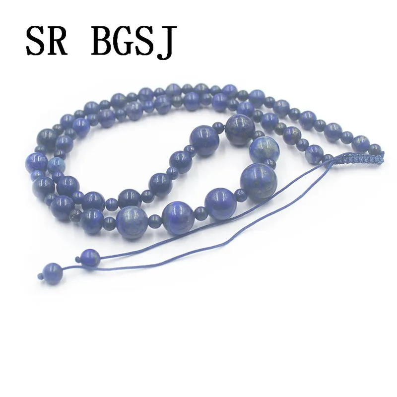 Free Shipping 4-12mm Lapis Lazuli Blue Graduated Natural Gems Stone Adjustable Necklace 18&quot | Украшения и аксессуары