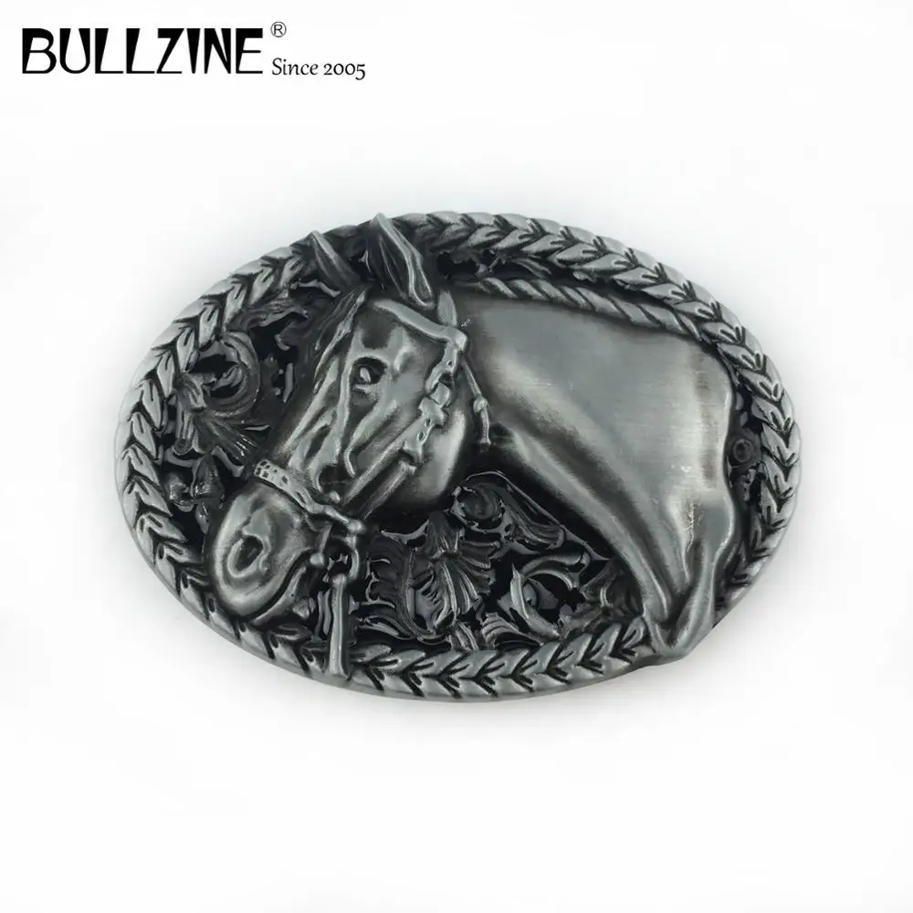 Bullzine оптовая продажа лошади пряжки ремня с оловянной отделкой FP 03190 подходит для