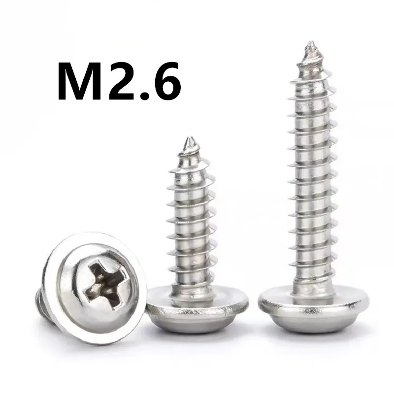 

200 шт. M2.6x5/6/8/10/12 мм, любящих играть в PWA 304 Нержавеющая сталь винты для гипсокартона с круглый коврик полукруглой головкой и крестообразным Самонарезающий винт