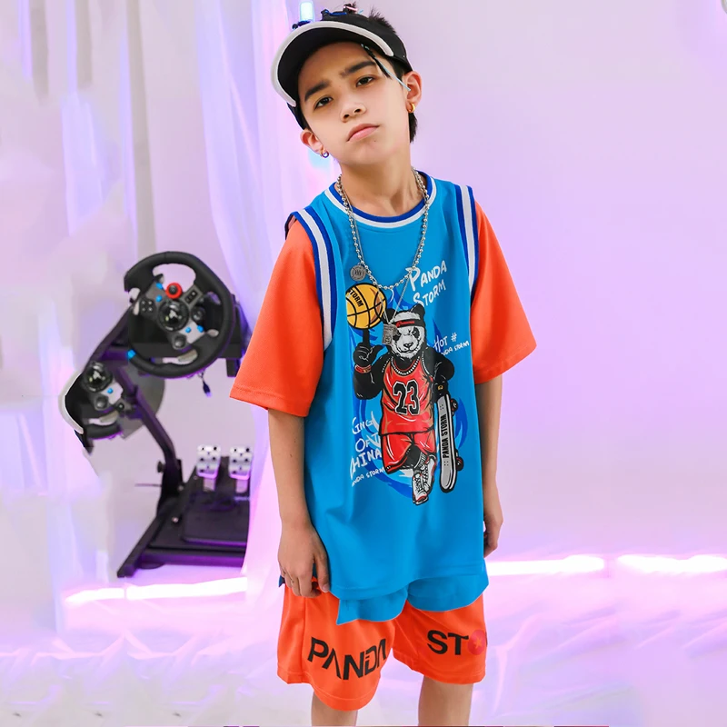 Одежда в стиле хип-хоп футболка с короткими рукавами и принтом панды костюм