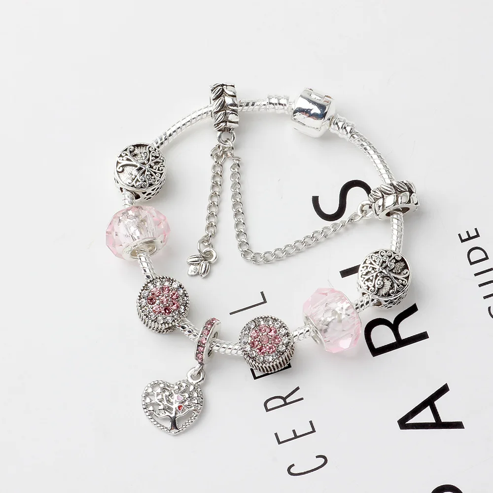 Привлекательные браслеты и из розового дерева жизни для женщин браслет с сердцем