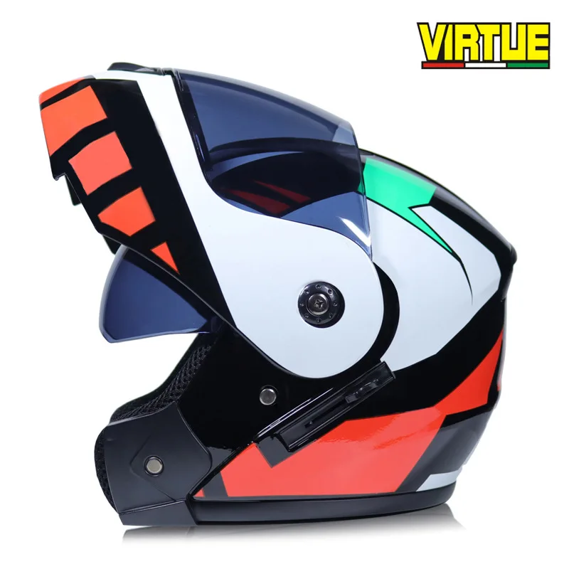 Motorcycle Helmet Double Lens Open Face Helmet Full Face Helmet Racing Helmet Running Helmet Unisex Dual-Use Helmet - Color: 8