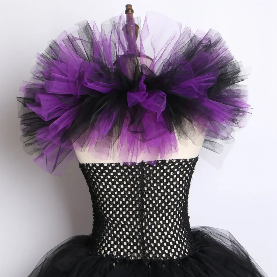 VOGUEON Deluxe Girl Maleficent; платье-пачка Феи ведьмы с повязкой на голову; Детские вечерние костюмы злой королевы на Хэллоуин; карнавальный костюм