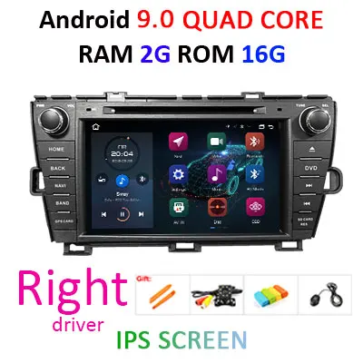 4G+ 64G 8 CORE 2 DIN Android 9,0 автомобильный Радио dvd-плеер gps для Toyota Prius 2009-2013 стерео Мультимедийный блок wifi DSP DVR obd2 ips - Цвет: Right 2G 16G