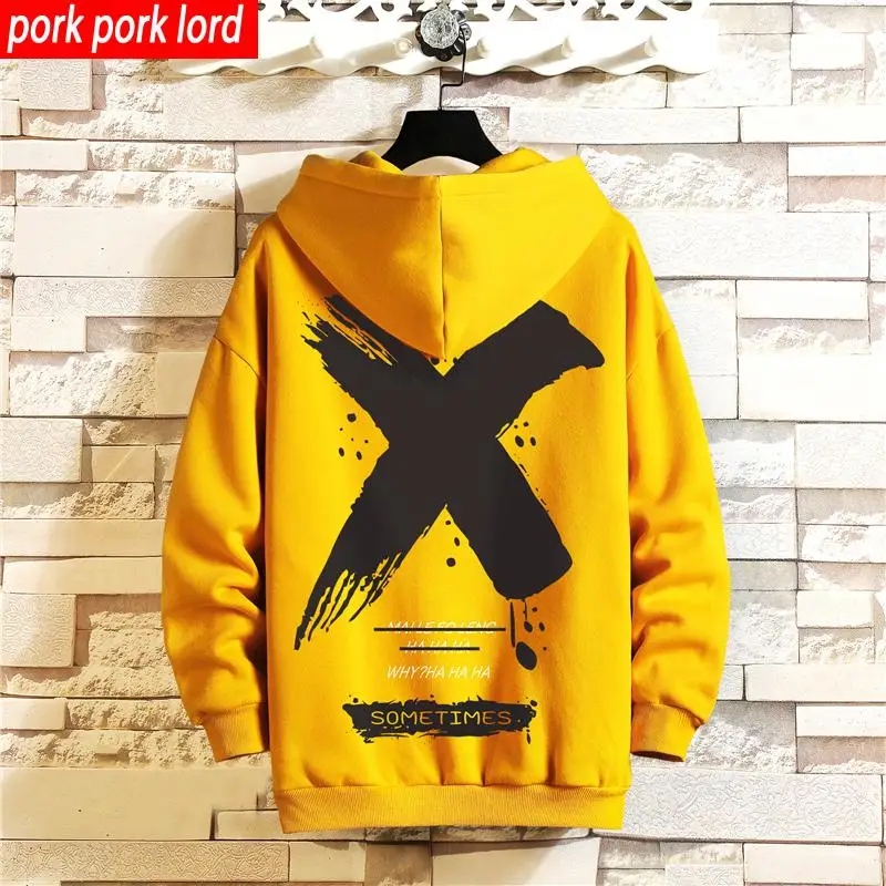 

Japan Style Casual O-Neck 2021 Spring Autumn Print Hoodie Sweatshirt Men'S Thick Fleece Hip Hop High Streetwear Clothes