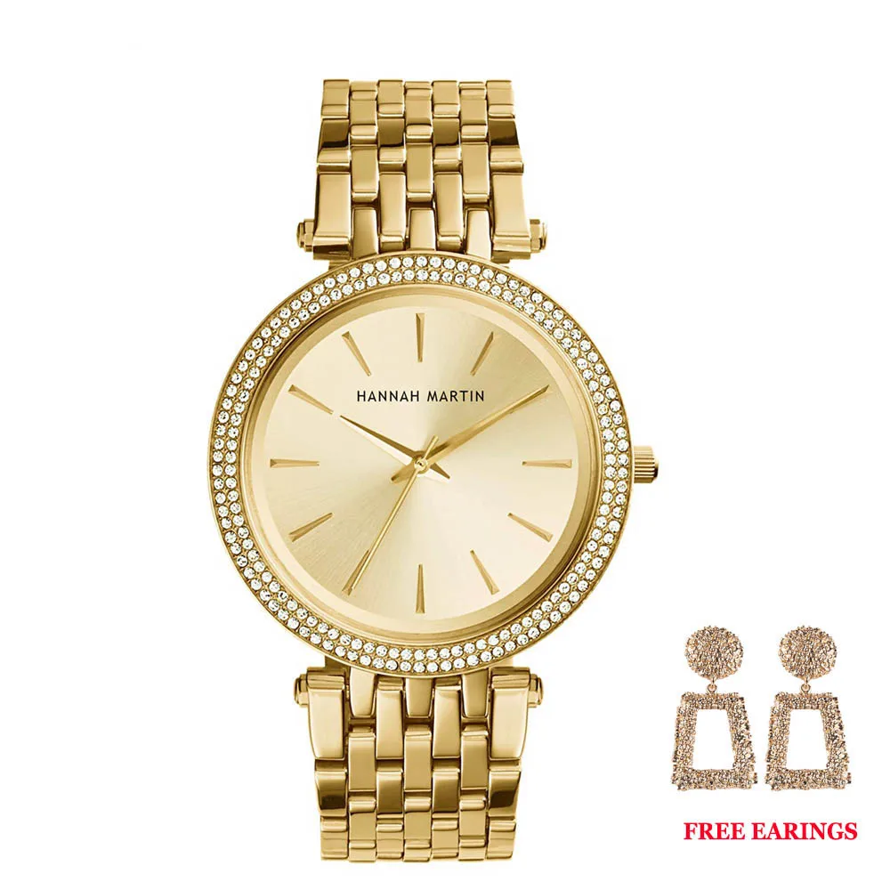 Дропшиппинг женские Розовое Золото Топ люксовый бренд кварцевые Стразы модные