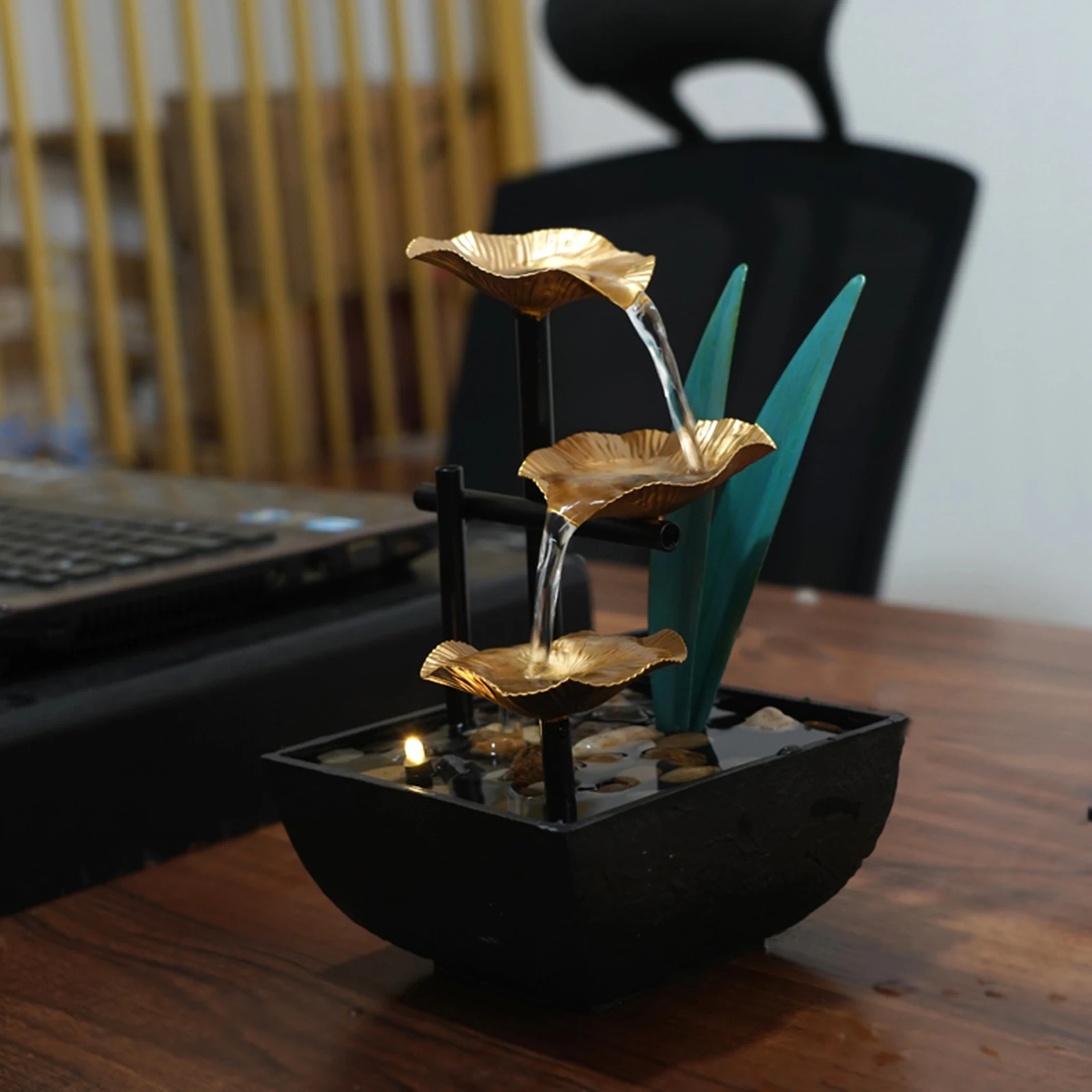 

Mini Tabletop Water Fountain Lucky Relaxation Office Hotel Decoration Crafts