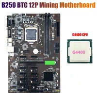 b250 btc mining motherboard with g4400 cpu lga 1151 ddr4 12xgraphics card slot usb3 0 sata3 0 for btc miner mining