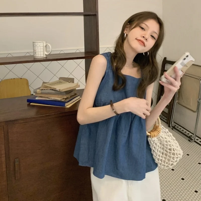 Женский летний топ без рукавов в французском стиле | Женская одежда