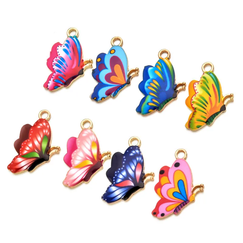 Подвески бабочки Красочные эмаль бабочка очарование мелких животных DIY