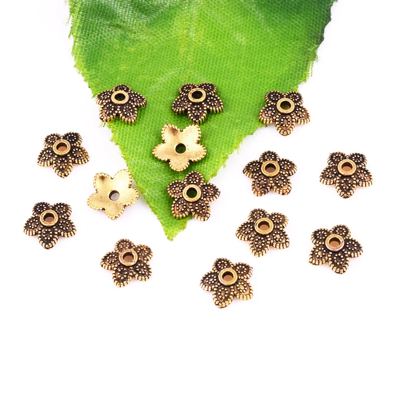 120 шт. тибетские серебряные/Золотые/бронзовые цветы Маленькие искусственные