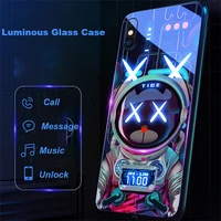 phone case for samsung galaxy s21 plus s21 ultra shockproof led call light flash up glass smart control luminous back cover