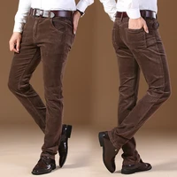 2022 new mens corduroy casual pants business fashion solid color elastic regular fit trousers male black khaki coffee navy8001