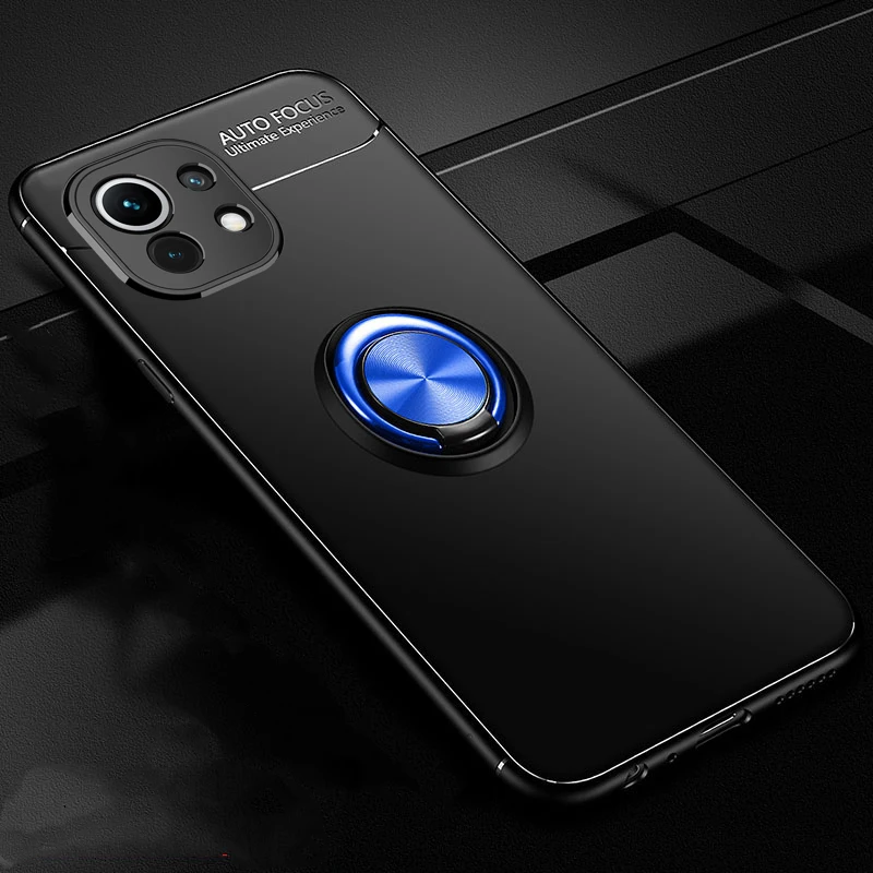 

For Xiaomi Mi 11T Note11 12 Pro Case Magnetic Ring Holder Soft Silicone Cover for Mi 11 Lite 11 Ultra 6.81 " Redmi Note 10S