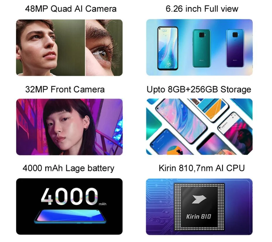 Мобильный телефон HuaWei Nova 5i Pro Kirin 810 Android 9,0 6,2" ips 2340X1080 8 Гб ram 256 ГБ rom МП отпечаток пальца OTG