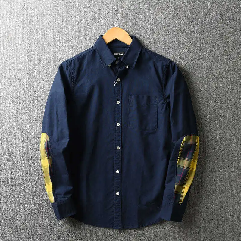 Новинка осени 2020 Мужская модная Ретро Рубашка с длинными рукавами и лацканами 100%