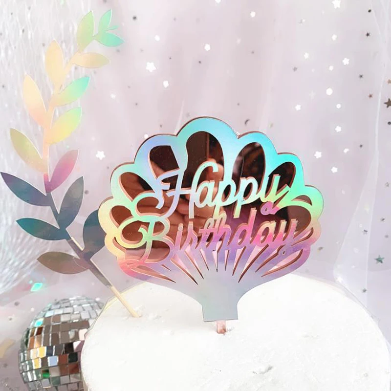 1 шт. милые лазерные украшения ракушки на день рождения акриловые топперы для