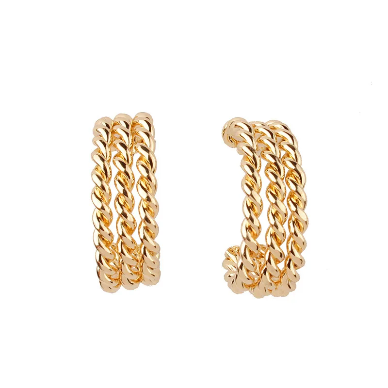 

TIMEONLY Korean Fashion Multi Layering Twisted Metal Hoop Earring for Women Ladies Jewellery Simple Elegant Party Earrings
