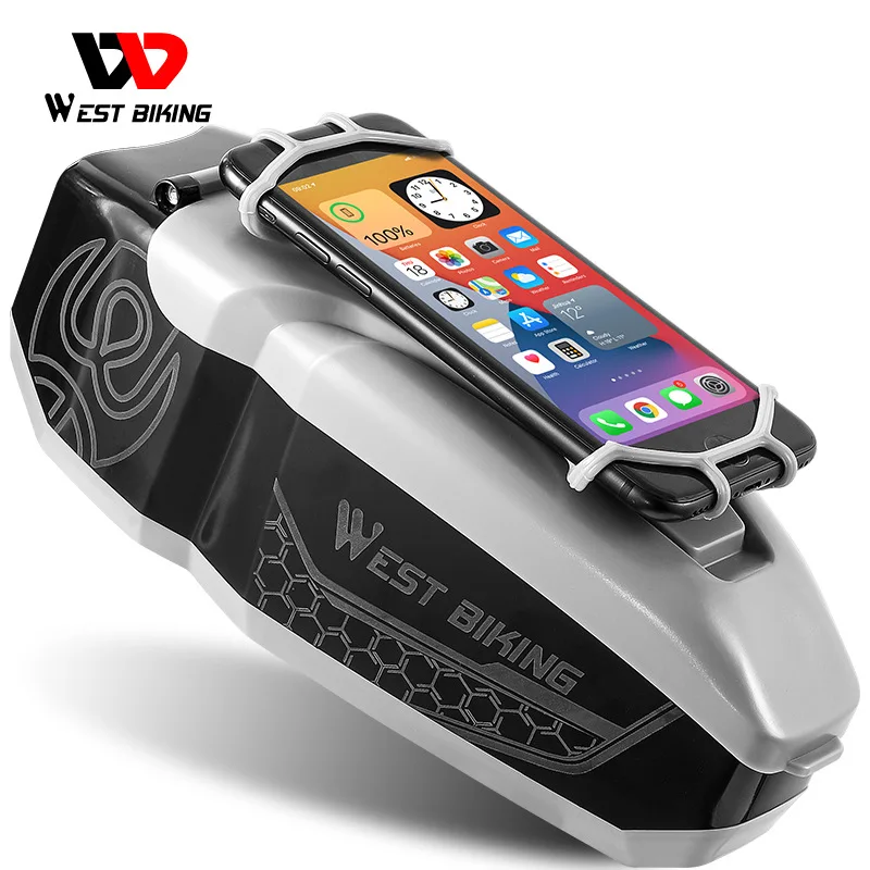 

WEST BIKING Waterproof Bicycle Bag With 4-6.5 Inch Phone Holder Front Frame Top Tube MTB Bike Bag PC Shell Cycling Accessories