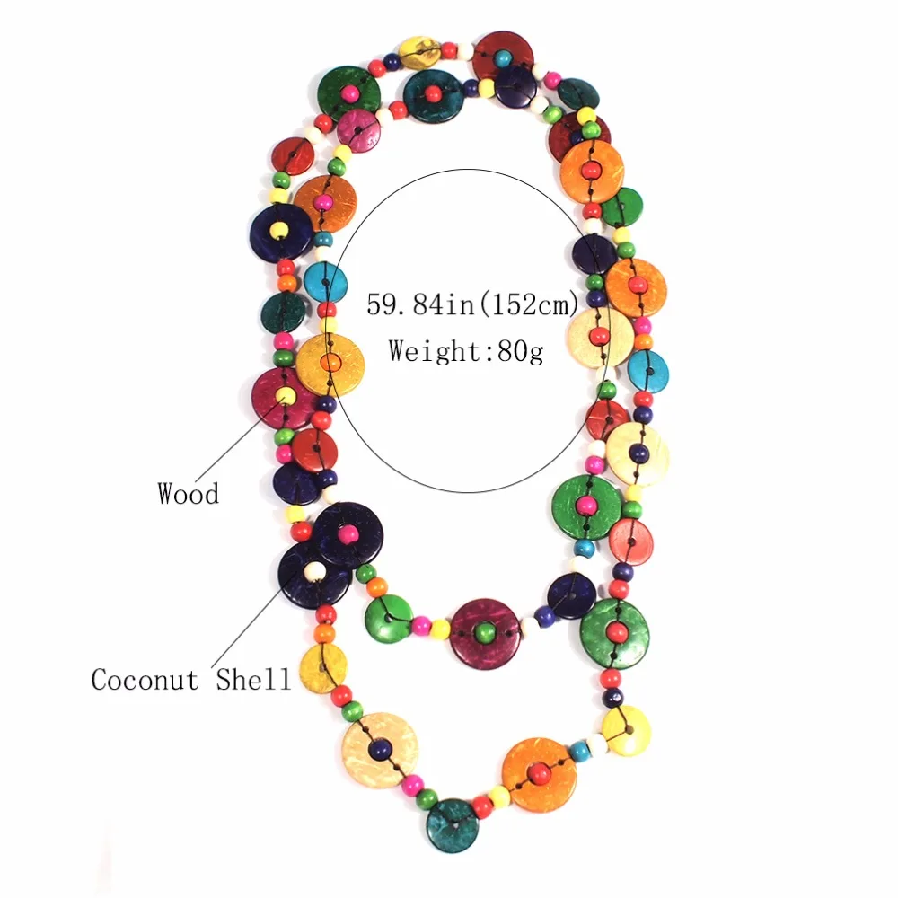 

Bohemian Coconut Shell Pendant Necklaces Handmade Multi-layer Bead Statement Necklace for Women Jewelry Collar Necklace