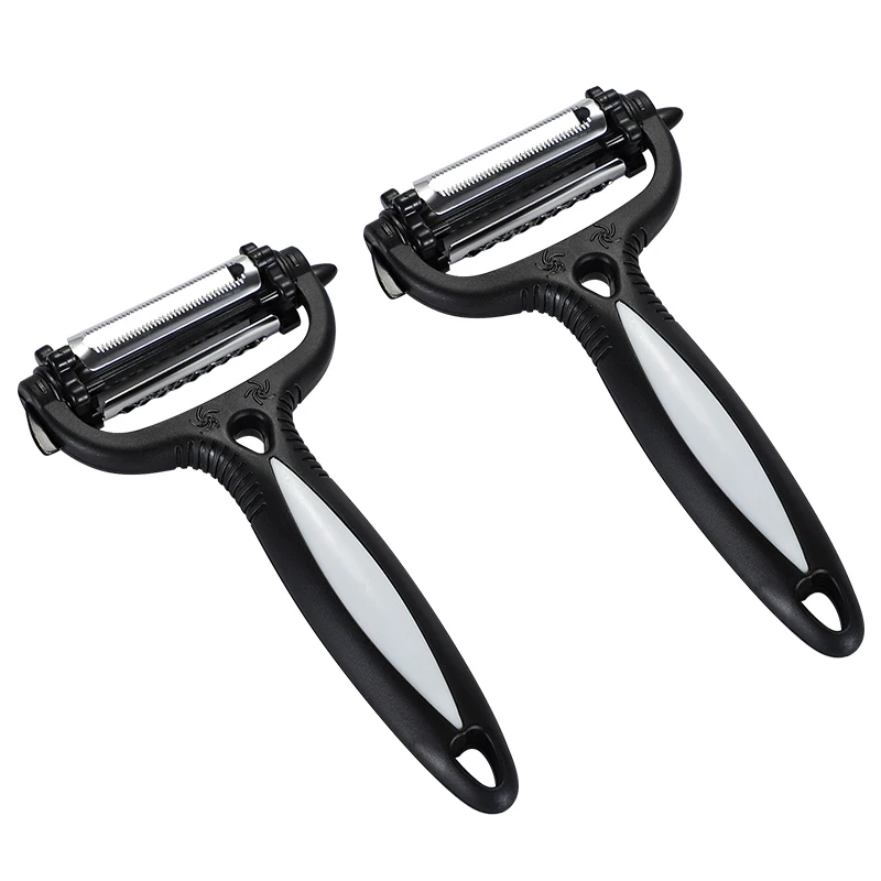 2pc black Овощной и фруктовый Быстрый Овощечистка Кухонный прибор из нержавеющей стали Овощечистка многофункциональный инструмент для приготовления пищи терка для картофеля и моркови - Цвет: 2pc black