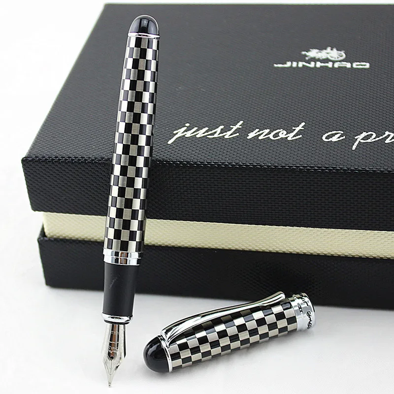 

Luxury Brand Jinhao X750 Silver Stainless Steel Fountain Pen Medium 18KGP Nib School Office Name Ink Pens Gift Stationery