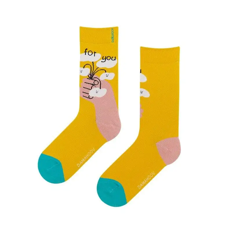 

Clearance sale unisex socks Harajuku retro street hip-hop skateboard clothing boat stockings cartoon pattern cute stockings