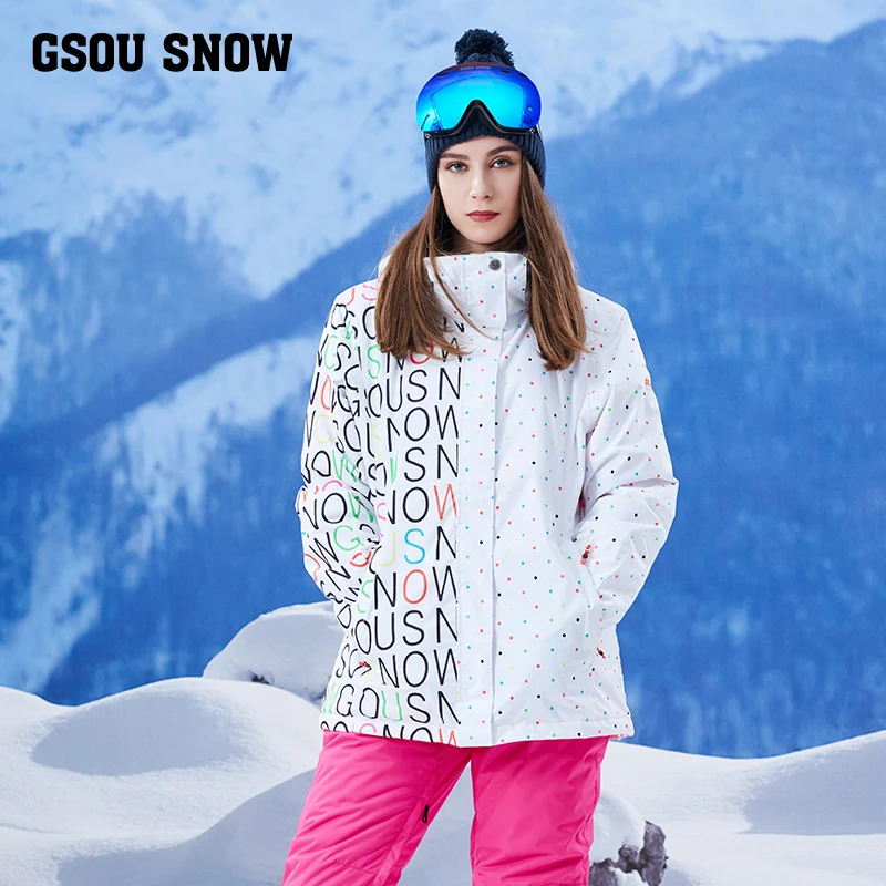 GSOU SNOW 2019 Женская лыжная куртка верхняя одежда ветрозащитная водонепроницаемая