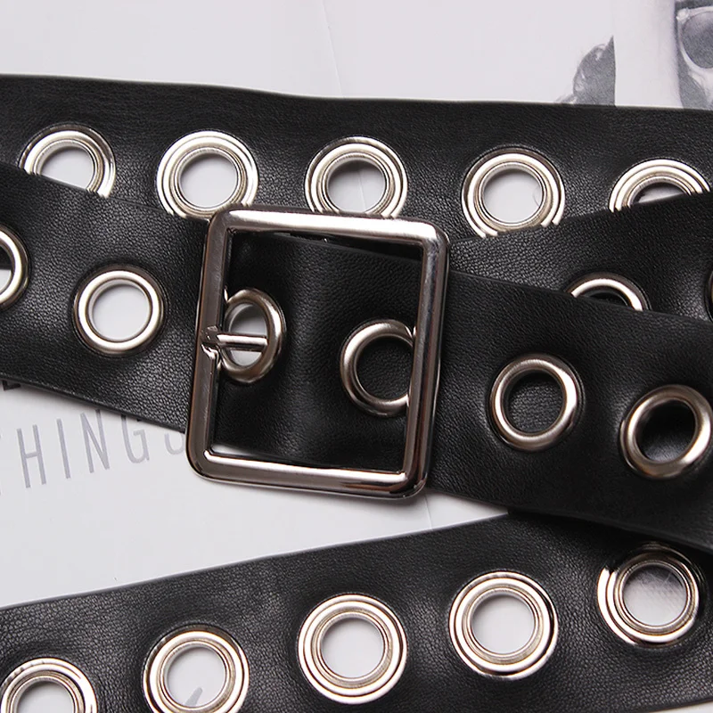 [EAM] 2021 Новинка Весна Лето Черный простой металлический круглый Универсальный