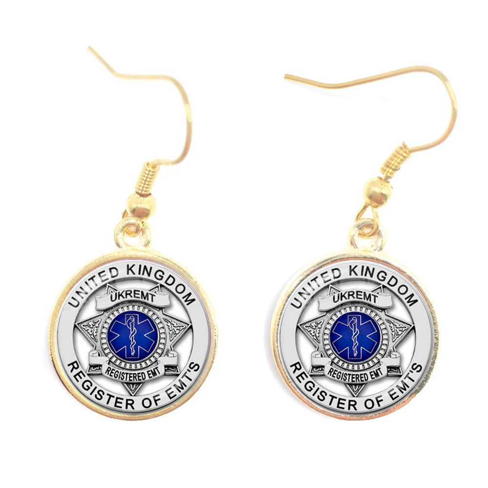 Аварийный медицинский техник логотип парамедика висячие серьги стеклянный