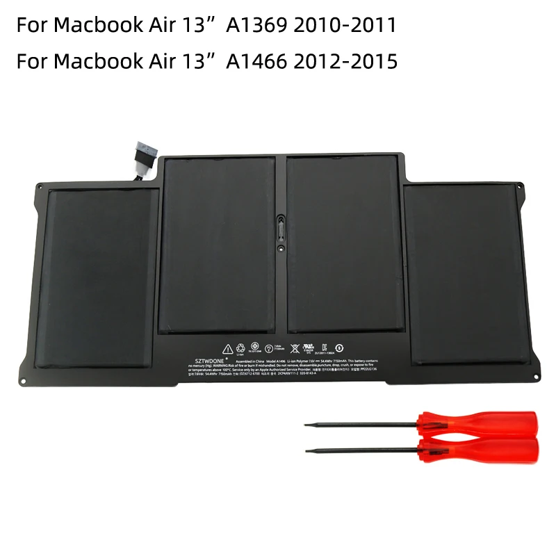 

SZTWDONE A1496 Новый аккумулятор для ноутбука APPLE MacBook Air 13 дюймов A1369 A1466 A1377 A1405 MD760LL/A MD761LL/A 7,6 В 7150 Втч мАч