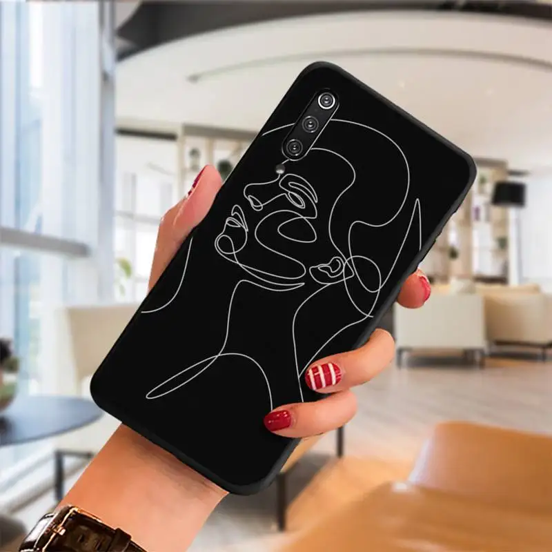 

Line Artistic Face Letter Phone Case For Xiaomi 8 9 A21 A1 note10 Cover Fundas Coque