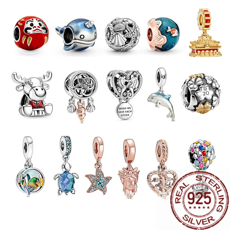 

New Style 925 Sterling Silver New Ocean Series Dolphin Pendant Shell Dream Catcher DIY Fashion Pendant Jewelry