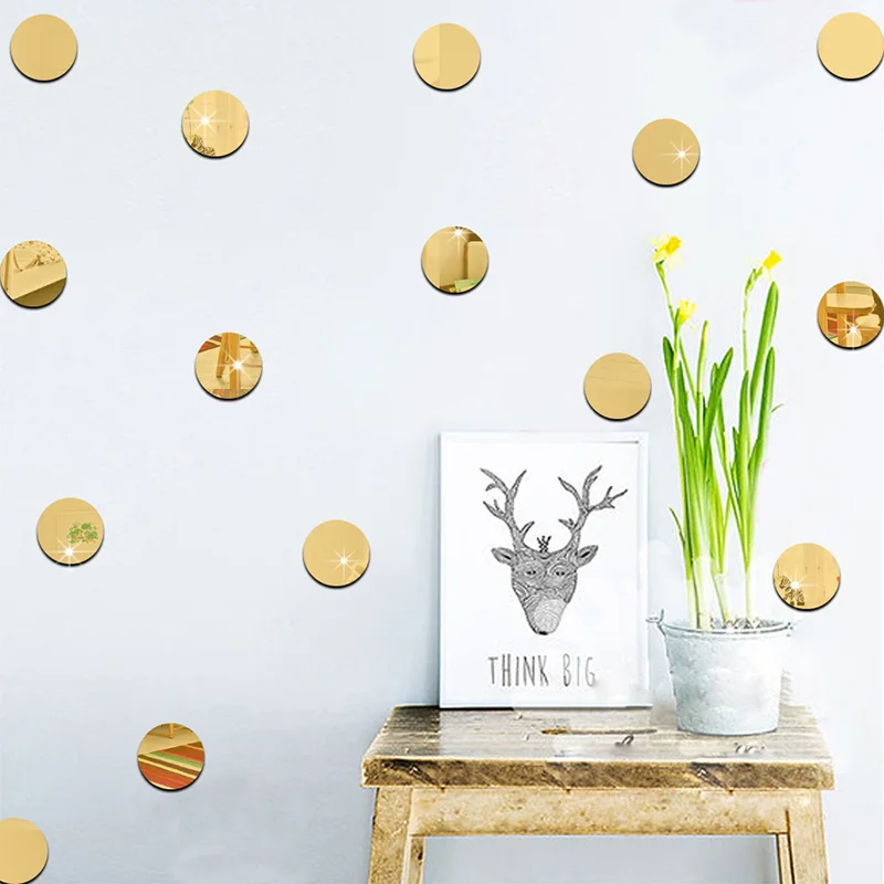 

5cm Mini Round Mirror Wall Stickers 3D Acrylic Stickers Decal Mosaic Mirror Effect Kids Bedroom Livingroom Home Decoration