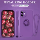 Чехол для iPhone, новая серия 2021, чехол с ремешком и кольцом, силиконовый чехол для iPhone 11 12 Pro Max XR Mini X XS Max 7 8 Plus 8 P, чехол
