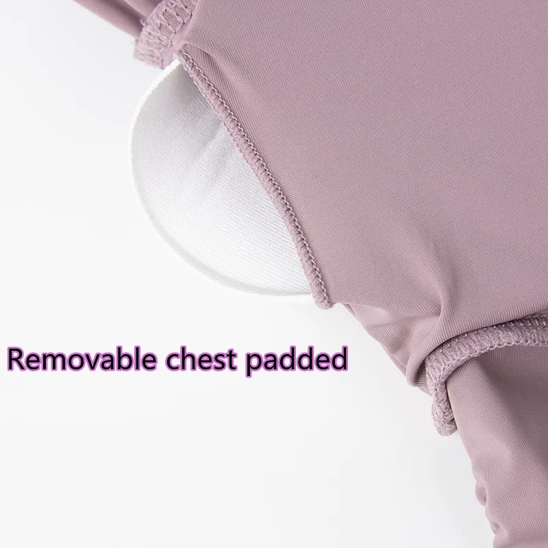 

2021 Women Slim Yoga Shirts Side Folds Sports Workout Cropped Tops with Chest Padded Gym Long Sleeve Fitness Jogging Sportswear