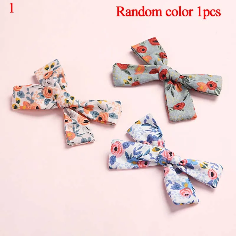 

Summer Cute Bownot Hairpin For Kids Floral Printing Children Cotton Hair Clips Hairpins Baby Girls Barrette Hair Accessories