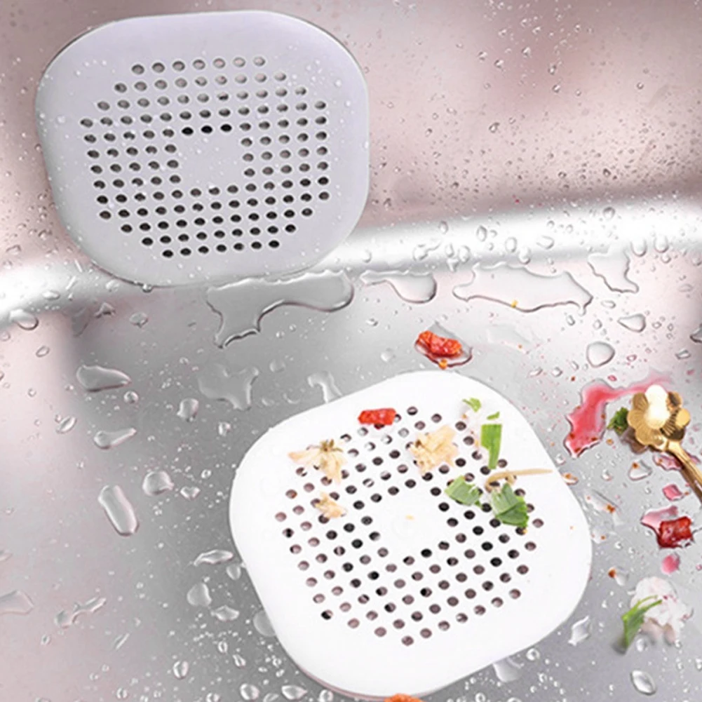 

2PCS Hair Catcher Silicone Square Bathroom Shower Filter Floor Drain Waste Strainer Cover Sink Accessories Kitchen Tools